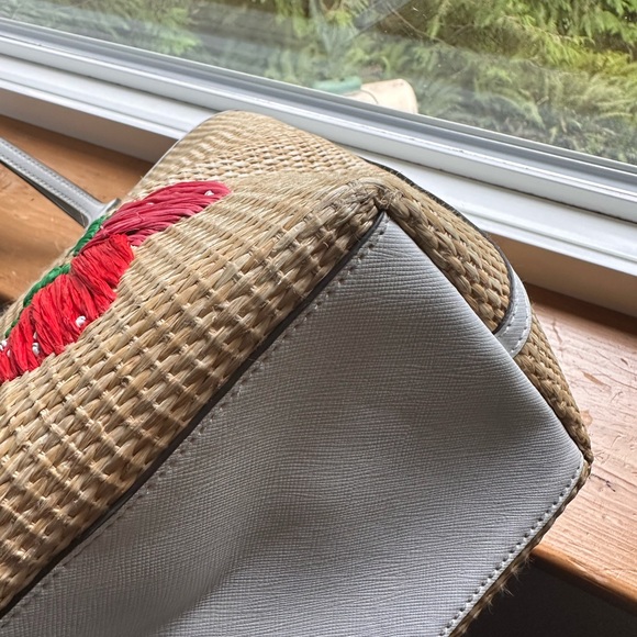 Kate Spade Straw Tote with Strawberry Pouch - Picture 10 of 13